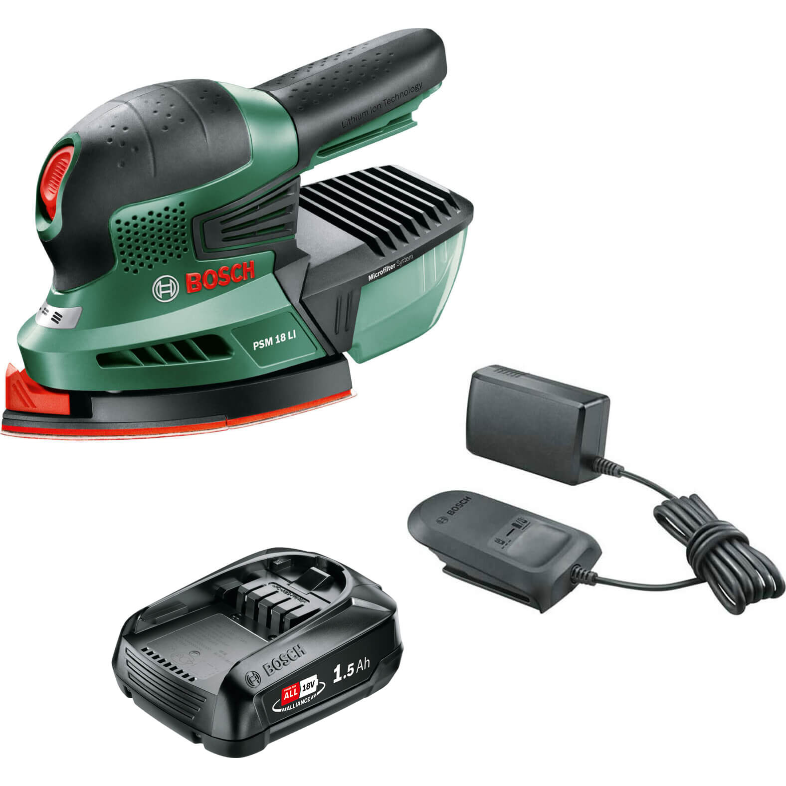 Bosch Psm 18 Li P4a 18v Cordless Detail Sander 1 X 1 5ah Li Ion Charger No Case Pilgrim